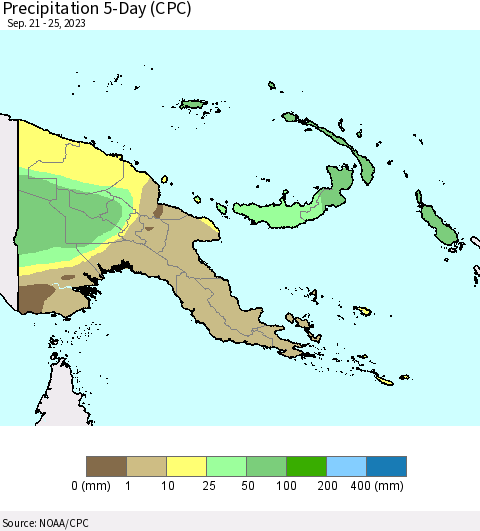 Papua New Guinea Precipitation 5-Day (CPC) Thematic Map For 9/21/2023 - 9/25/2023