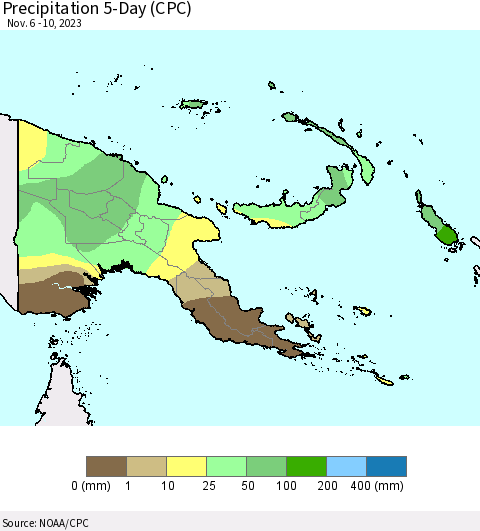 Papua New Guinea Precipitation 5-Day (CPC) Thematic Map For 11/6/2023 - 11/10/2023