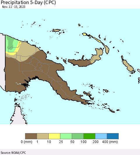 Papua New Guinea Precipitation 5-Day (CPC) Thematic Map For 11/11/2023 - 11/15/2023