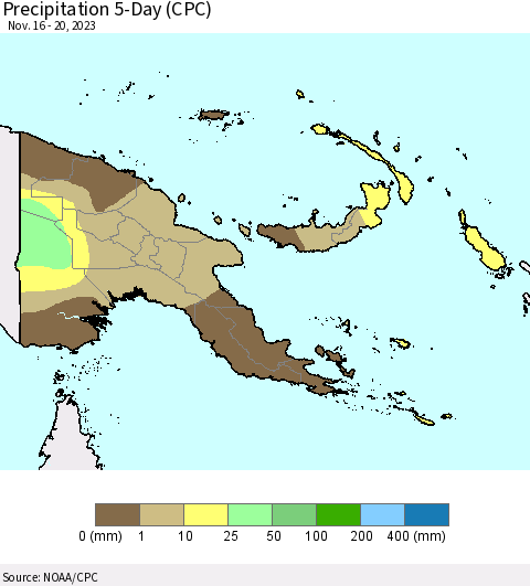 Papua New Guinea Precipitation 5-Day (CPC) Thematic Map For 11/16/2023 - 11/20/2023