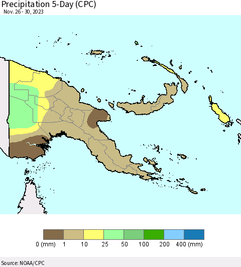 Papua New Guinea Precipitation 5-Day (CPC) Thematic Map For 11/26/2023 - 11/30/2023