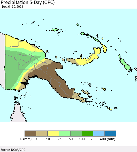 Papua New Guinea Precipitation 5-Day (CPC) Thematic Map For 12/6/2023 - 12/10/2023