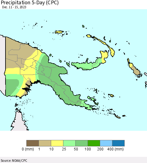 Papua New Guinea Precipitation 5-Day (CPC) Thematic Map For 12/11/2023 - 12/15/2023