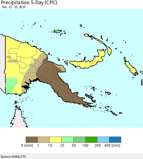 Papua New Guinea Precipitation 5-Day (CPC) Thematic Map For 12/21/2023 - 12/25/2023