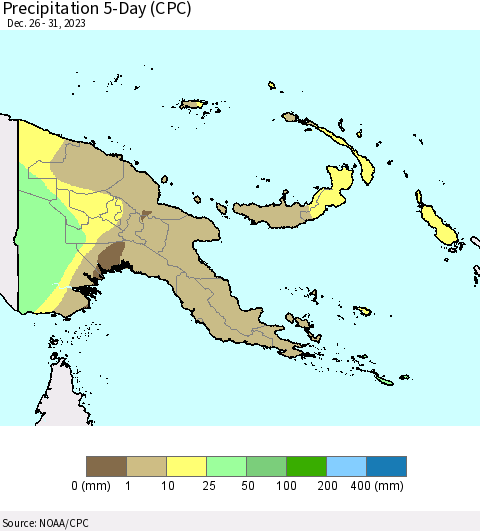 Papua New Guinea Precipitation 5-Day (CPC) Thematic Map For 12/26/2023 - 12/31/2023