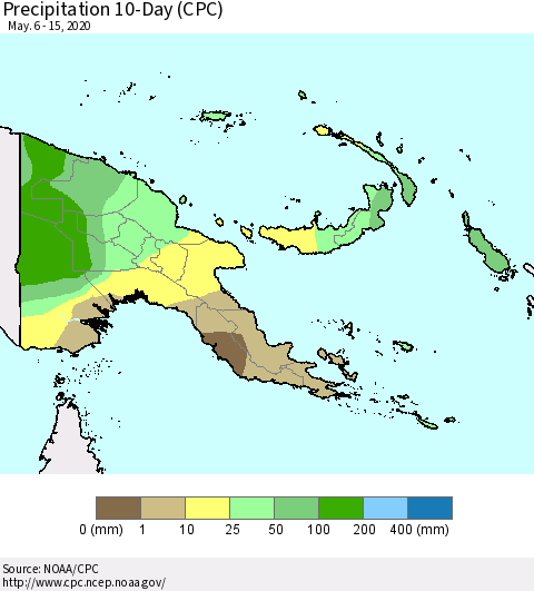 Papua New Guinea Precipitation 10-Day (CPC) Thematic Map For 5/6/2020 - 5/15/2020