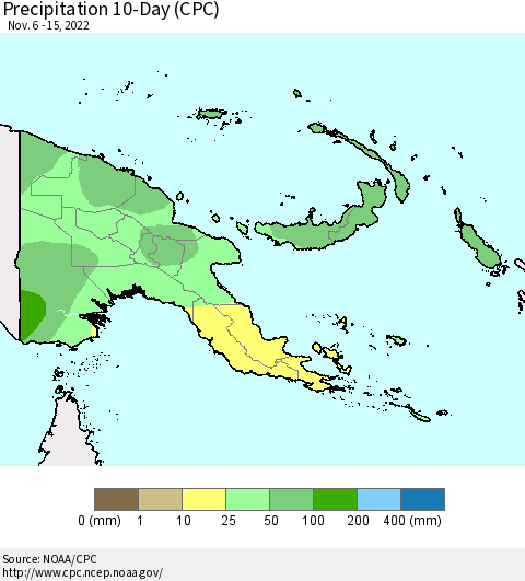 Papua New Guinea Precipitation 10-Day (CPC) Thematic Map For 11/6/2022 - 11/15/2022