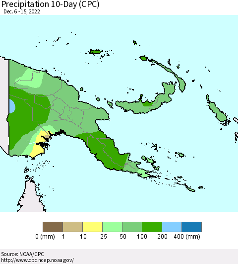 Papua New Guinea Precipitation 10-Day (CPC) Thematic Map For 12/6/2022 - 12/15/2022