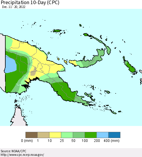 Papua New Guinea Precipitation 10-Day (CPC) Thematic Map For 12/11/2022 - 12/20/2022