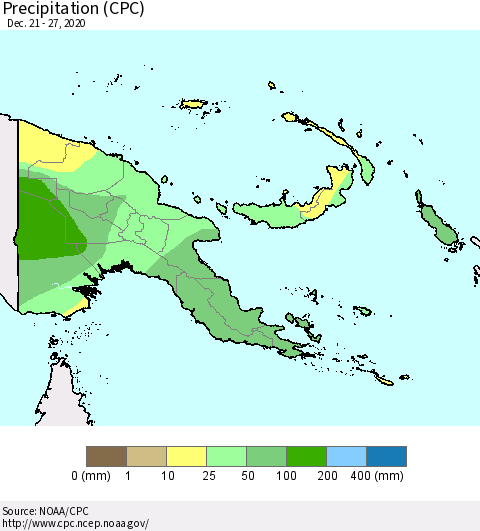 Papua New Guinea Precipitation (CPC) Thematic Map For 12/21/2020 - 12/27/2020
