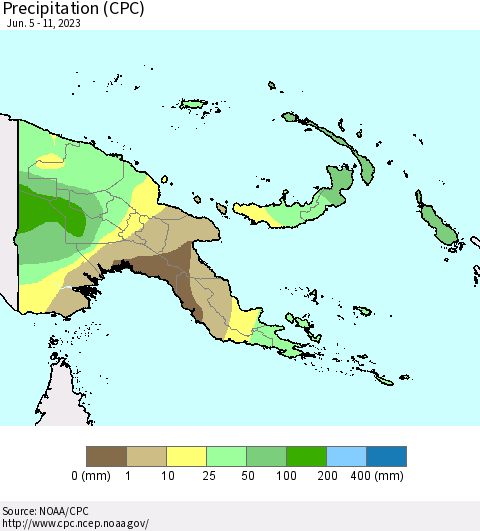 Papua New Guinea Precipitation (CPC) Thematic Map For 6/5/2023 - 6/11/2023