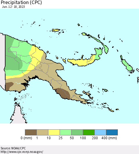 Papua New Guinea Precipitation (CPC) Thematic Map For 6/12/2023 - 6/18/2023