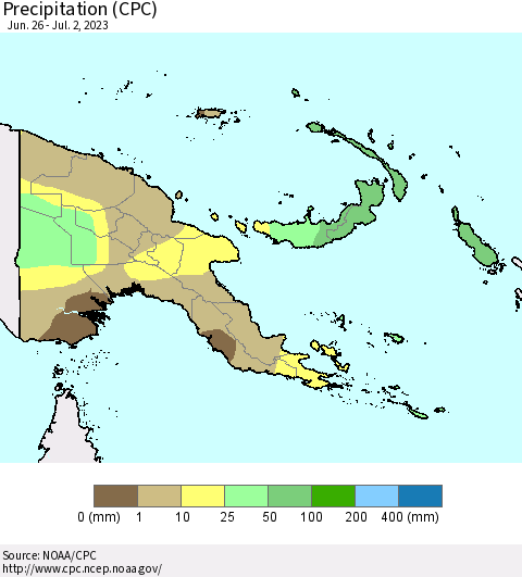Papua New Guinea Precipitation (CPC) Thematic Map For 6/26/2023 - 7/2/2023