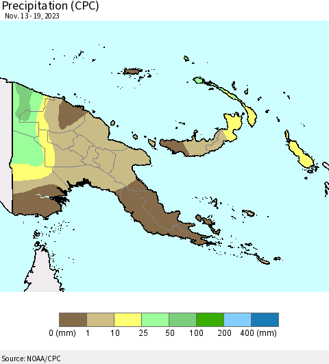 Papua New Guinea Precipitation (CPC) Thematic Map For 11/13/2023 - 11/19/2023