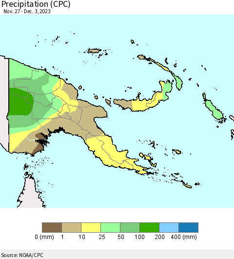 Papua New Guinea Precipitation (CPC) Thematic Map For 11/27/2023 - 12/3/2023