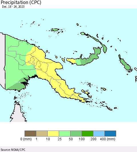 Papua New Guinea Precipitation (CPC) Thematic Map For 12/18/2023 - 12/24/2023