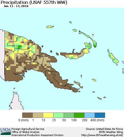 Papua New Guinea Precipitation (USAF 557th WW) Thematic Map For 6/11/2018 - 6/17/2018