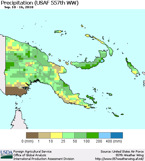Papua New Guinea Precipitation (USAF 557th WW) Thematic Map For 9/10/2018 - 9/16/2018