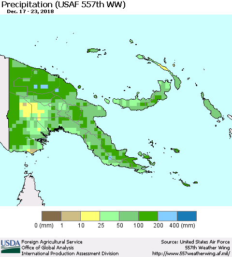 Papua New Guinea Precipitation (USAF 557th WW) Thematic Map For 12/17/2018 - 12/23/2018