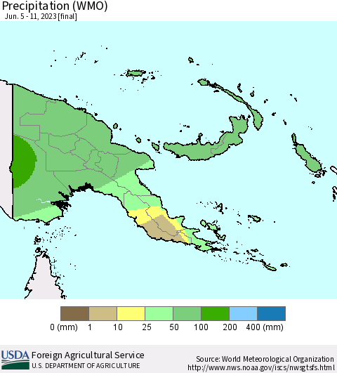 Papua New Guinea Precipitation (WMO) Thematic Map For 6/5/2023 - 6/11/2023