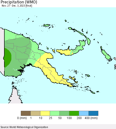 Papua New Guinea Precipitation (WMO) Thematic Map For 11/27/2023 - 12/3/2023