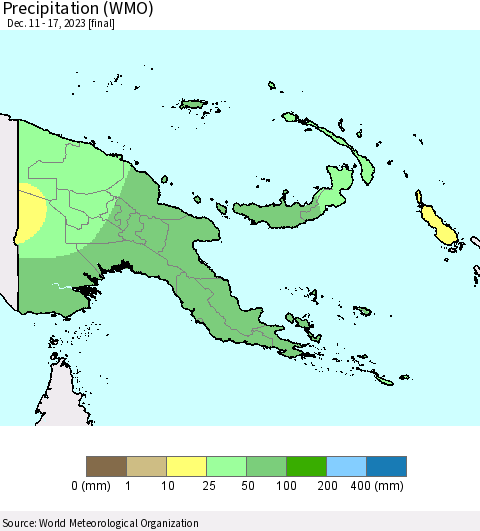Papua New Guinea Precipitation (WMO) Thematic Map For 12/11/2023 - 12/17/2023