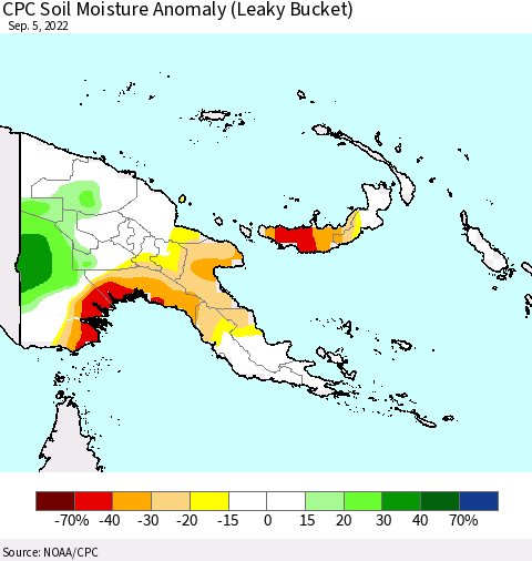 Papua New Guinea CPC Soil Moisture Anomaly (Leaky Bucket) Thematic Map For 9/1/2022 - 9/5/2022
