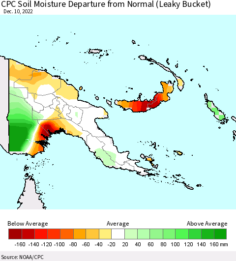 Papua New Guinea CPC Soil Moisture Departure from Normal (Leaky Bucket) Thematic Map For 12/6/2022 - 12/10/2022