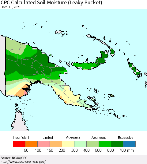 Papua New Guinea CPC Soil Moisture (Leaky Bucket) Thematic Map For 12/11/2020 - 12/15/2020