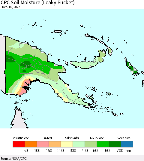 Papua New Guinea CPC Soil Moisture (Leaky Bucket) Thematic Map For 12/6/2022 - 12/10/2022