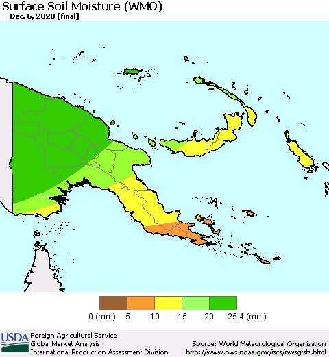 Papua New Guinea Surface Soil Moisture (WMO) Thematic Map For 11/30/2020 - 12/6/2020
