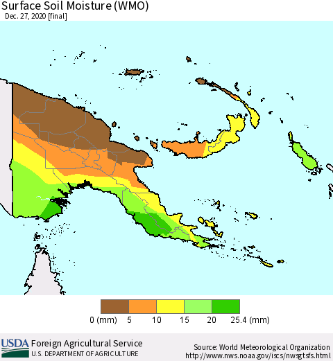 Papua New Guinea Surface Soil Moisture (WMO) Thematic Map For 12/21/2020 - 12/27/2020