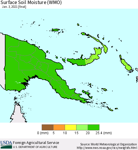 Papua New Guinea Surface Soil Moisture (WMO) Thematic Map For 12/28/2020 - 1/3/2021