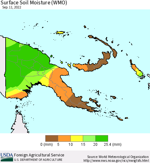 Papua New Guinea Surface Soil Moisture (WMO) Thematic Map For 9/5/2022 - 9/11/2022
