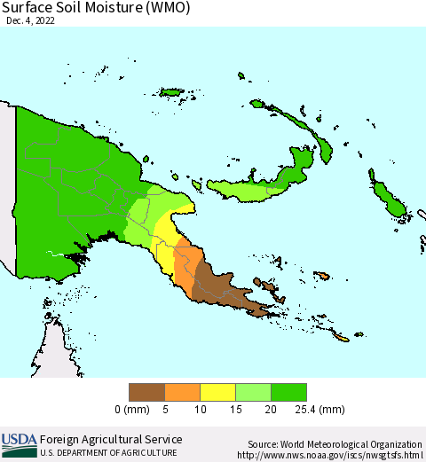 Papua New Guinea Surface Soil Moisture (WMO) Thematic Map For 11/28/2022 - 12/4/2022