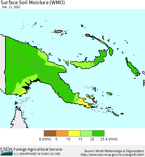 Papua New Guinea Surface Soil Moisture (WMO) Thematic Map For 12/5/2022 - 12/11/2022