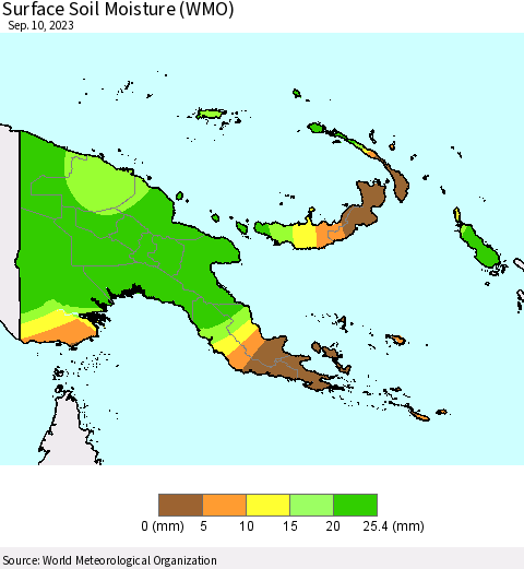 Papua New Guinea Surface Soil Moisture (WMO) Thematic Map For 9/4/2023 - 9/10/2023