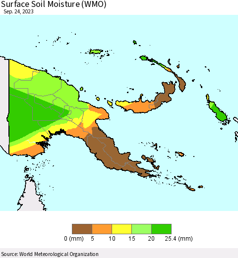 Papua New Guinea Surface Soil Moisture (WMO) Thematic Map For 9/18/2023 - 9/24/2023