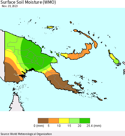 Papua New Guinea Surface Soil Moisture (WMO) Thematic Map For 11/13/2023 - 11/19/2023
