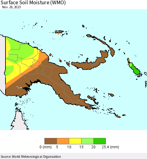 Papua New Guinea Surface Soil Moisture (WMO) Thematic Map For 11/20/2023 - 11/26/2023