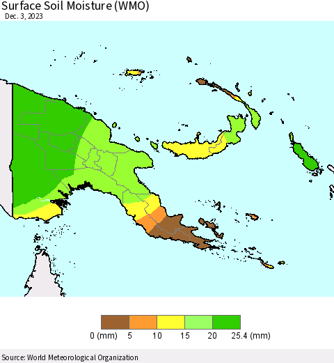 Papua New Guinea Surface Soil Moisture (WMO) Thematic Map For 11/27/2023 - 12/3/2023