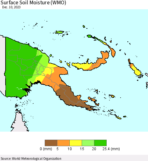 Papua New Guinea Surface Soil Moisture (WMO) Thematic Map For 12/4/2023 - 12/10/2023