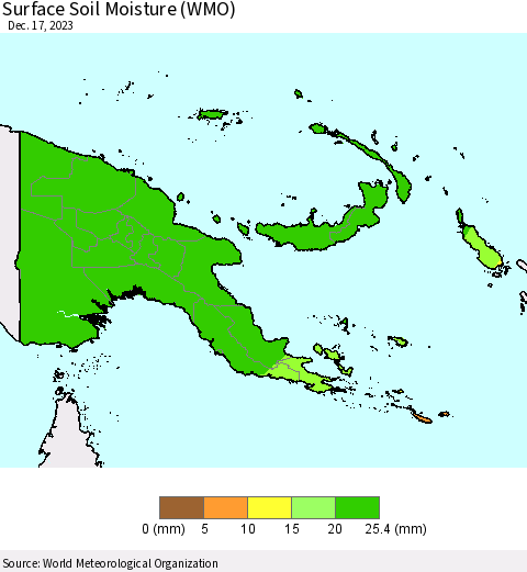 Papua New Guinea Surface Soil Moisture (WMO) Thematic Map For 12/11/2023 - 12/17/2023