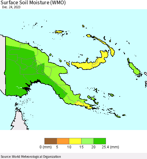 Papua New Guinea Surface Soil Moisture (WMO) Thematic Map For 12/18/2023 - 12/24/2023
