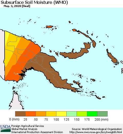 Papua New Guinea Subsurface Soil Moisture (WMO) Thematic Map For 4/27/2020 - 5/3/2020