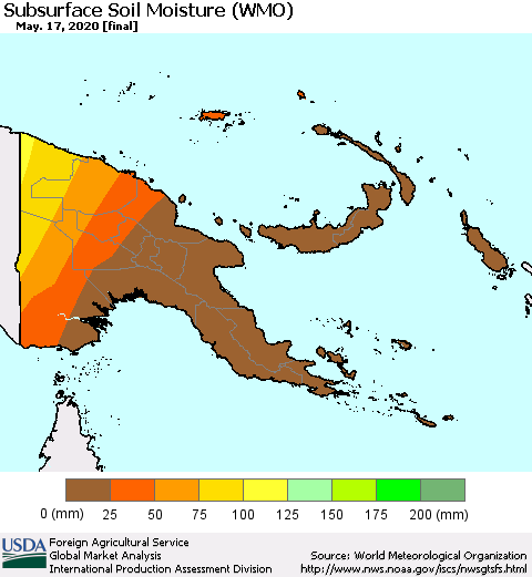 Papua New Guinea Subsurface Soil Moisture (WMO) Thematic Map For 5/11/2020 - 5/17/2020