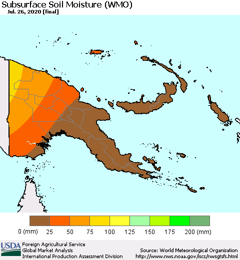 Papua New Guinea Subsurface Soil Moisture (WMO) Thematic Map For 7/20/2020 - 7/26/2020