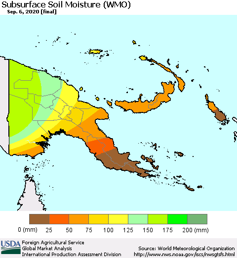 Papua New Guinea Subsurface Soil Moisture (WMO) Thematic Map For 8/31/2020 - 9/6/2020