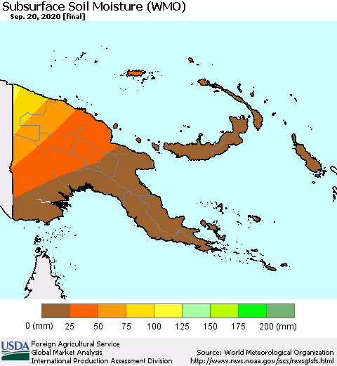 Papua New Guinea Subsurface Soil Moisture (WMO) Thematic Map For 9/14/2020 - 9/20/2020