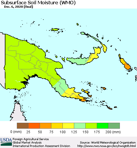 Papua New Guinea Subsurface Soil Moisture (WMO) Thematic Map For 11/30/2020 - 12/6/2020